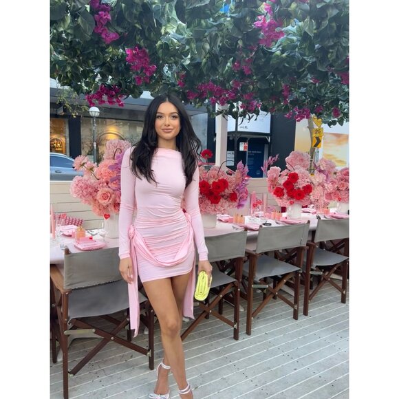 LIONESS Glory Mini Dress in Blush XLarge New Womens Long Sleeve Pink - Picture 9 of 14